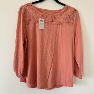 Chico's Coral Lace Blouse NWT Size M